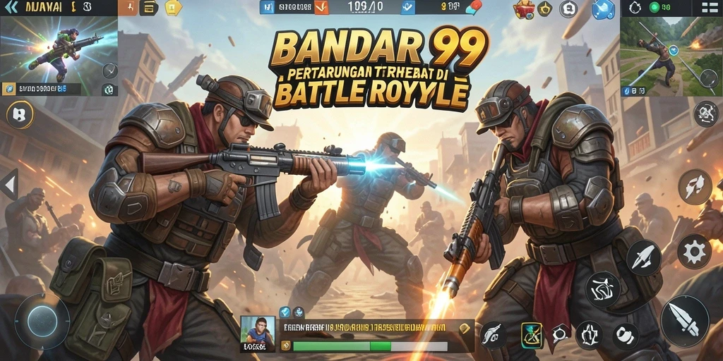 Gameplay mendebarkan BANDAR99 di arena Battle Royale.