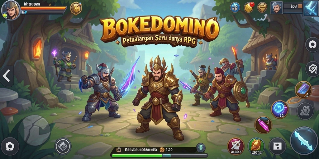 Gameplay seru BOKEDOMINO di dunia RPG yang luas.