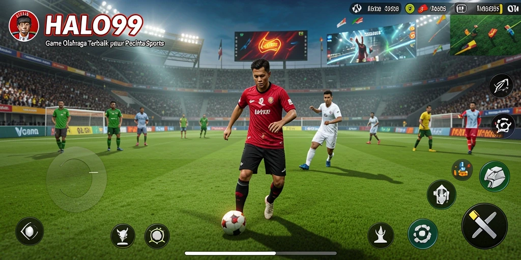 Screenshot gameplay HALO99 yang penuh aksi olahraga.