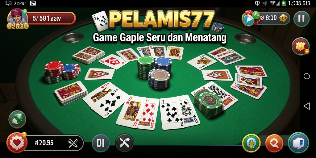Tampilan gameplay Gaple yang menarik dan seru di PELAMIS77.