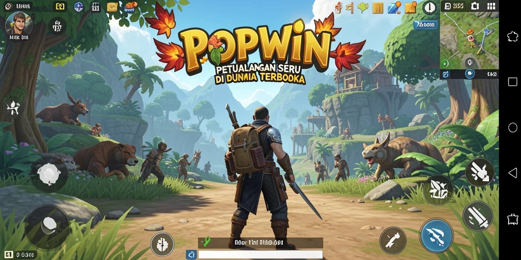 Gameplay seru dalam dunia terbuka POPWIN dengan beragam petualangan.