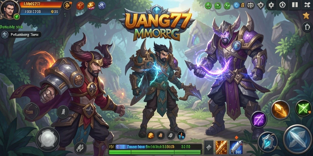 Tampilan gameplay UANG77 yang mendebarkan dengan pertempuran seru.