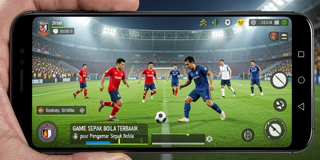 Tampilan gameplay ZK988 yang seru dan mendebarkan di lapangan sepak bola.
